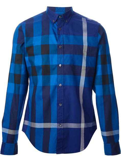 cheap blue burberry shirt|burberry check shirt blue.